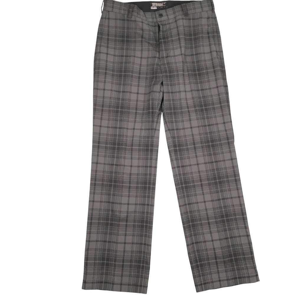 Nike Golf Pants Mens 32W 30L Gray Plaid Dri-FIT Tour Performance Activewear